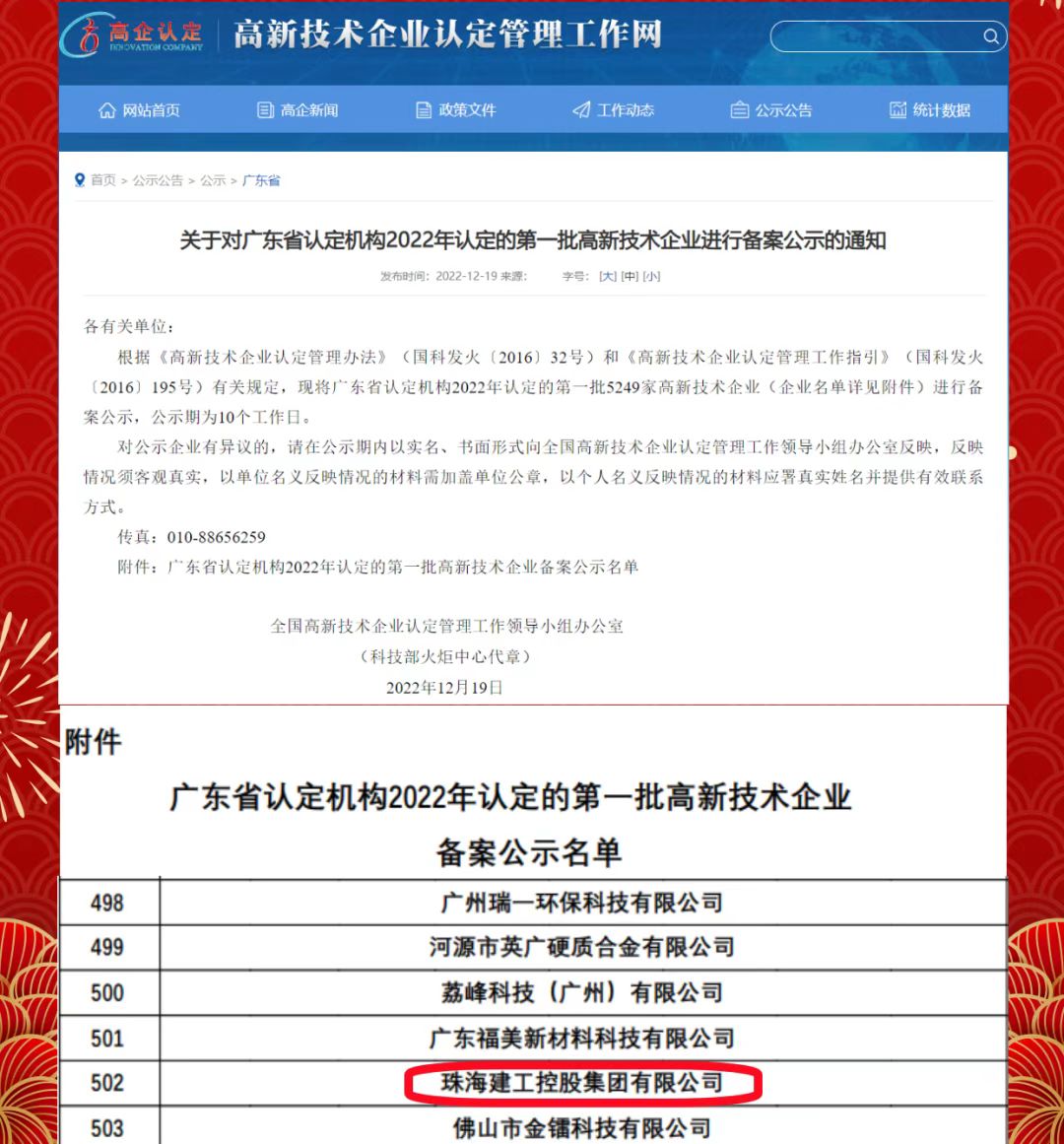 再傳喜報(bào)！珠海建工集團(tuán)獲評(píng)“高新技術(shù)企業(yè)”~